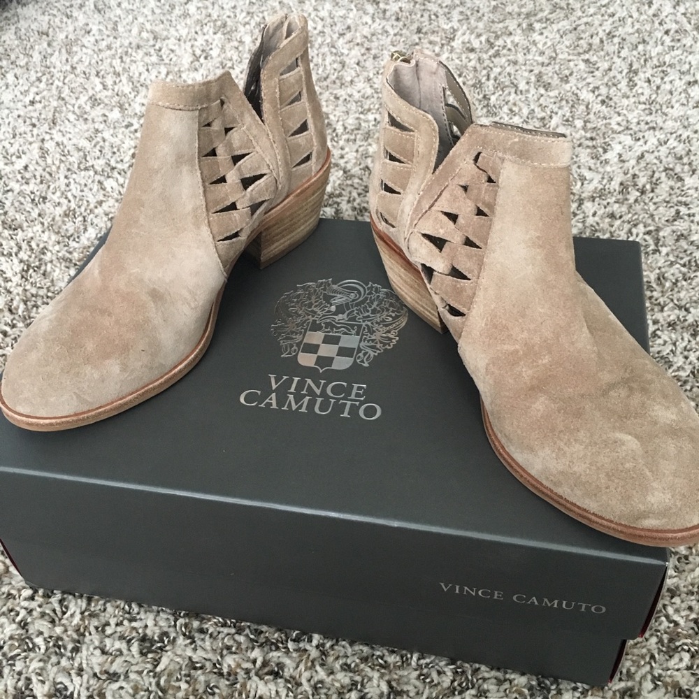 Beige suede booties